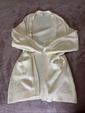 Wilfred Cream Open-Front Ribbed Cardigan